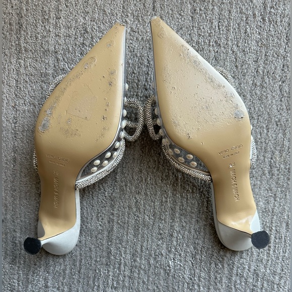 MACH & MACH 65 MM DOUBLE BOW PEARL EMBELLISHED PVC MULES - Picture 6 of 8